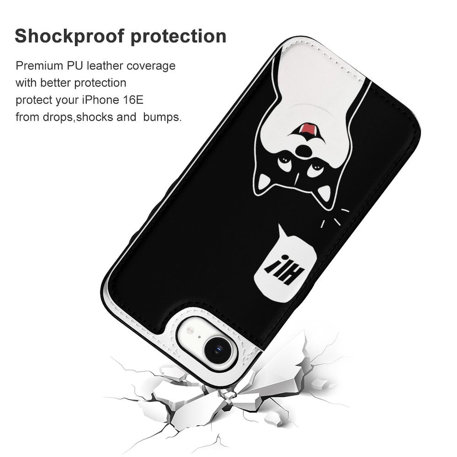 Amazon.co.jp: IPhone16E ケース 手帳型 柴犬 黒柴 あいふぉん16E 手帳